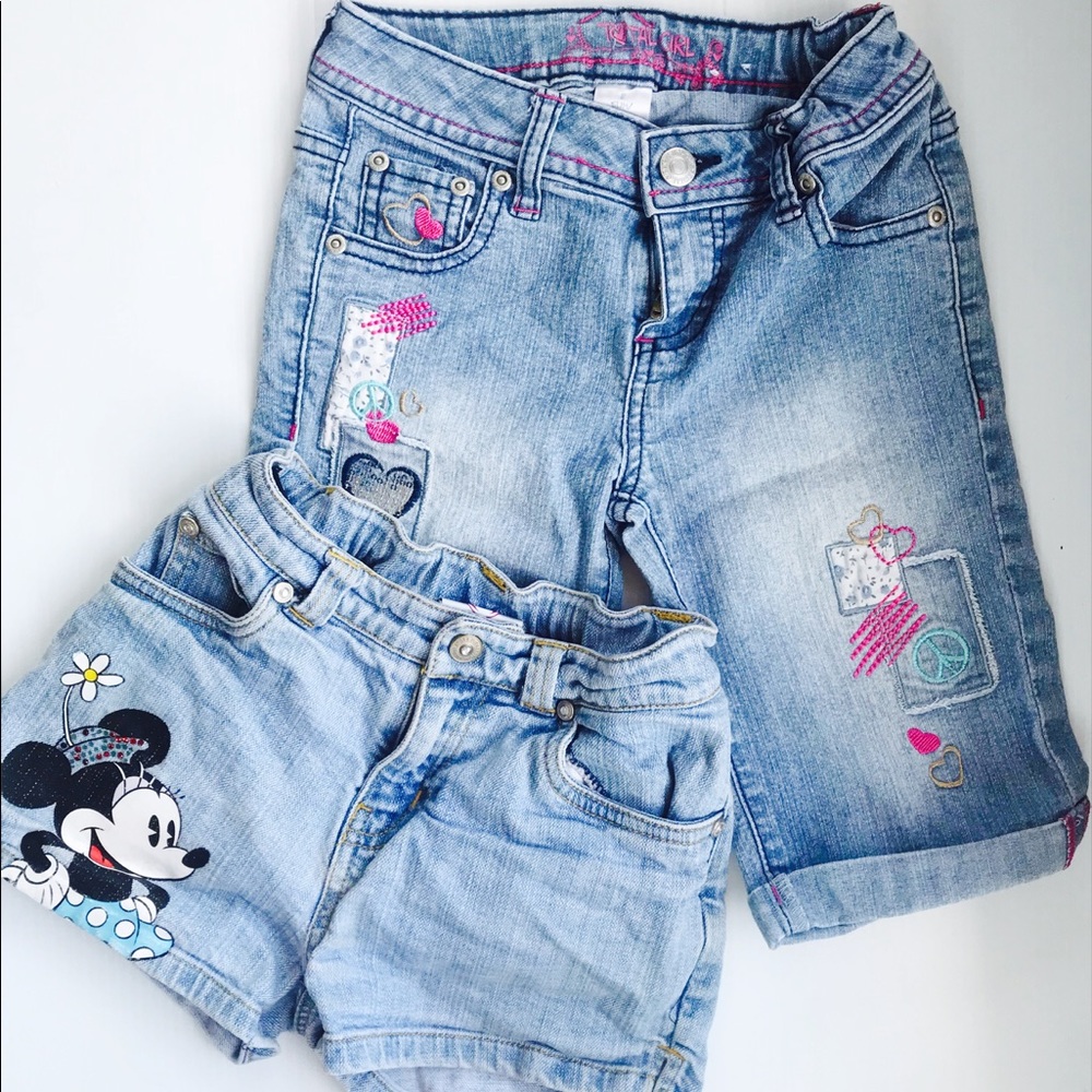 Lot of two girls size 8 slim denim shorts.